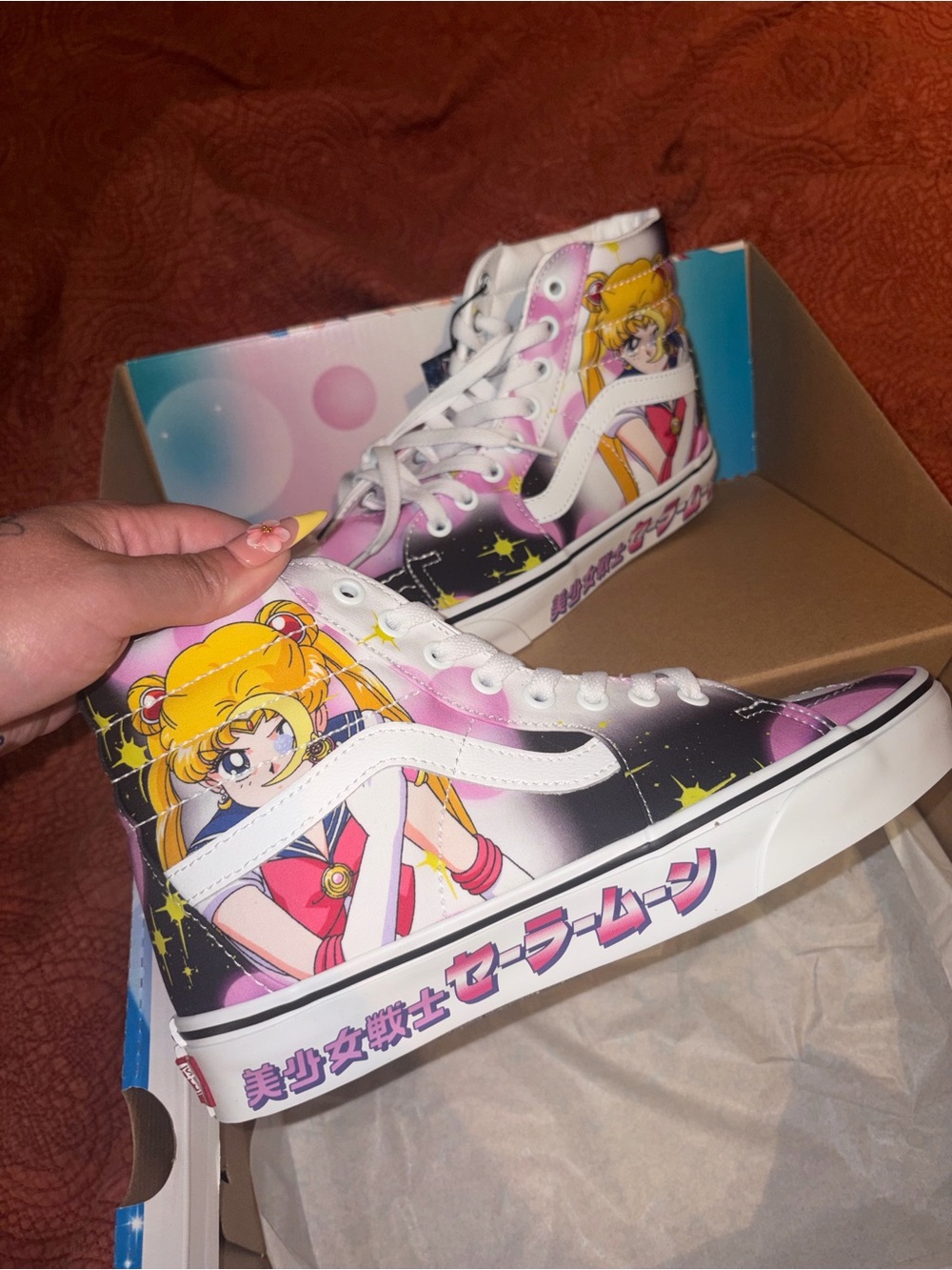 Vans White Pink Black Sailor Moon High-Top Sneakers